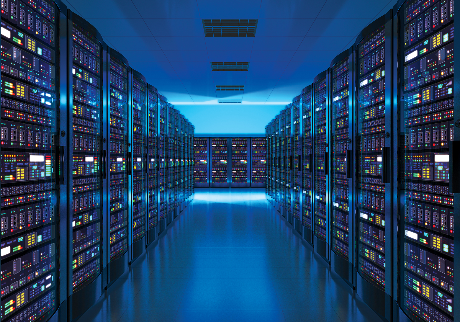Server room interior in datacenter